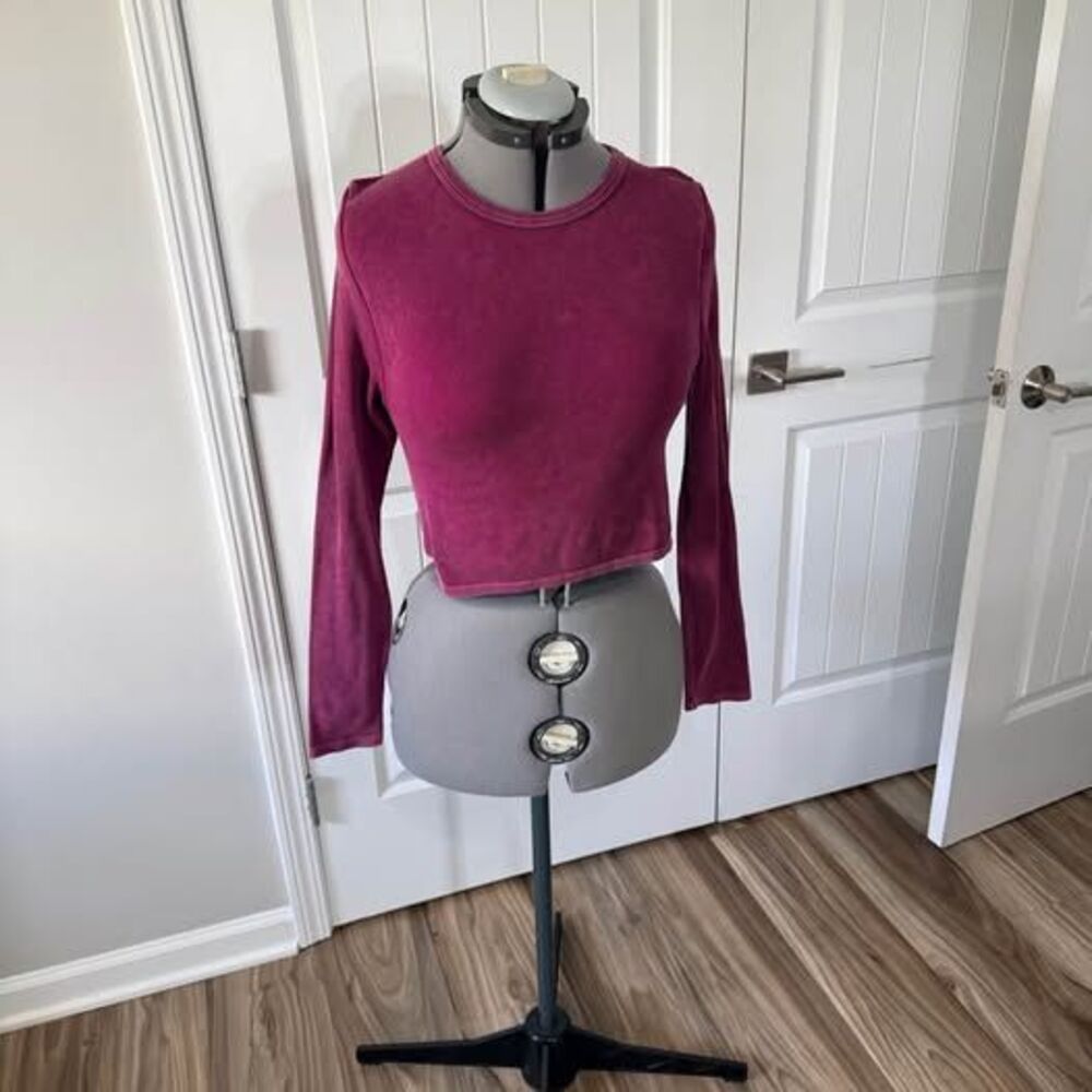 Love Streak Ribbed Top, XL,  16” p-p 18” length Long Sleeve Crop Top, C7501